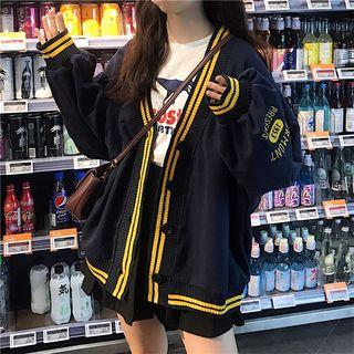 Striped Embroidered Cardigan
