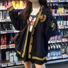 Striped Embroidered Cardigan