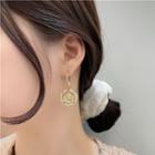 Embossed Alloy Faux Pearl Dangle Earring 1 Pair - Earring - Gold - One Size