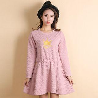 Embroidered Crown Long-sleeve Dress