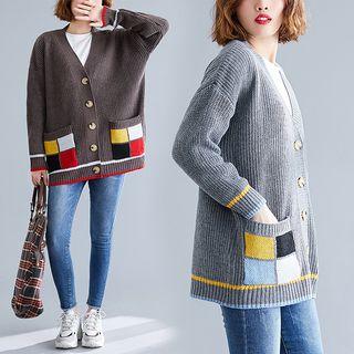 Square Pocket Ribbed Cardigan