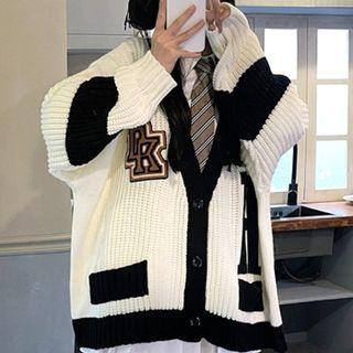 Lettering V-neck Cardigan (various Designs)