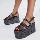 Glitter Slingback Platform Sandals