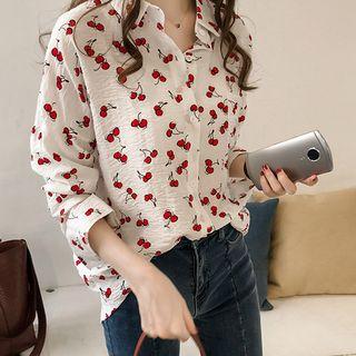Long-sleeve Cherry Print Shirt