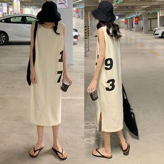 Number Print Midi Shift Tank Dress