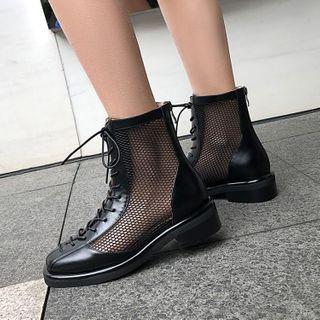 Genuine Leather Mesh Short Boots