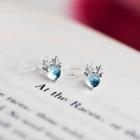 925 Sterling Silver Deer Ear Stud 1 Pair - Silver - One Size