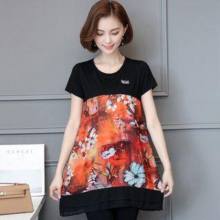 Floral Print Short-sleeve Tunic