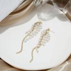 Faux Pearl Alloy Fringed Earring 1 Pair - E1552-2 - Gold - One Size