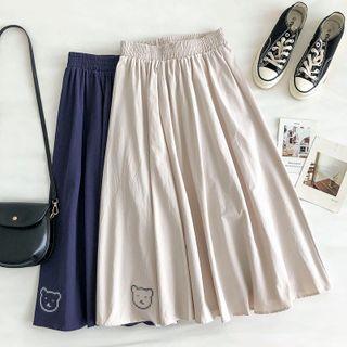 Embroidered High-waist Cargo Skirt