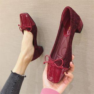 Faux Suede Panel Block-heel Pumps