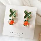 Orange Glaze Dangle Earring 1 Pair - Orange & Green - One Size