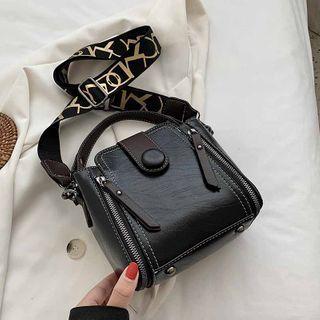 Faux Leather Printed Strap Crossbody Bag