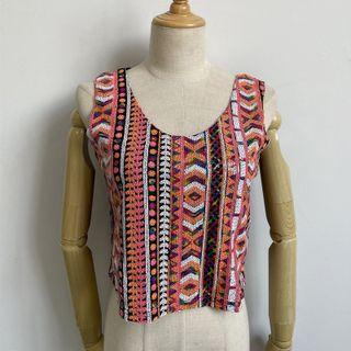 Sleeveless Sequined Top Red - M