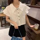 Cap-sleeve Frill Trim Shirt