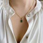 Rectangle Pendant Alloy Necklace E317 - Green - One Size