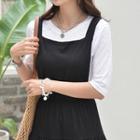 Elbow-sleeve Linen Blend Slim-fit T-shirt