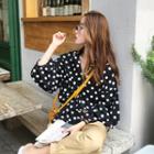 Dot Long-sleeve Loose-fit Shirt Black - One Size