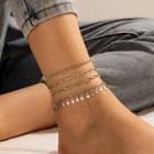 Set Of 4: Star Chain Anklet 15612 - Silver - One Size