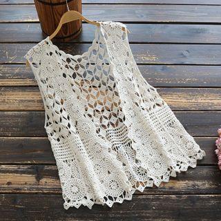 Crochet Lace Open-front Vest
