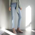 Raw-hem Washed Slim-fit Jeans