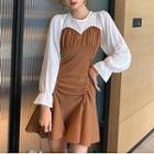 Drawstring Bell-sleeve Mini A-line Dress
