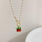 Cherry Pendant Faux Pearl Necklace 1 Pc - Necklace - White - One Size