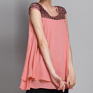 Short-sleeve Paneled Layered Top