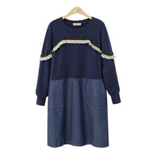 Denim Panel Pullover Dress