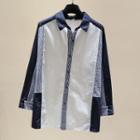 Long-sleeve Color Panel Shirt White - One Size