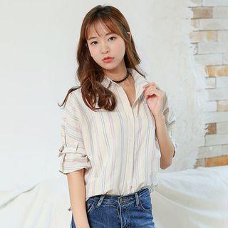 Tie-sleeve Stripe Shirt