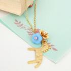 Golden Little Horse And Flowers Necklace