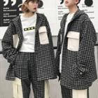 Couple Matching Hooded Plaid Button Jacket