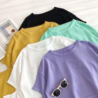Distressed Crewneck Long-sleeve Top