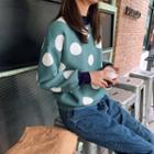 Mock-neck Dotted Sweater