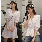 Elbow-sleeve Lace Trim Shirt / Dress