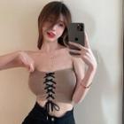 Lace-up Tube Top Khaki - One Size