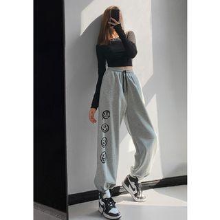 Smiley-face Loose-fit Sweatpants