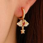 Rhinestone Winged Heart Drop Earring 1 Pair - Gold - One Size