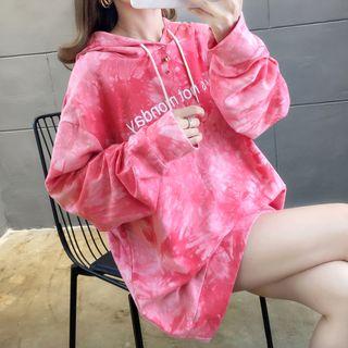 Hooded Tie-dye Lettering Sweatshirt