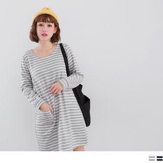 Single Pocket Striped A-line Dress