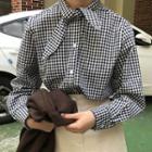 Tie-neck Gingham Shirt As Shown In Figure - One Size
