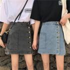 Pocket Detail Denim A-line Skirt