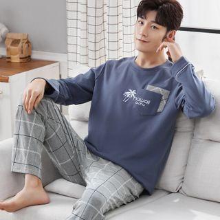 Loungewear Set : Long-sleeve Lettering Top + Pants