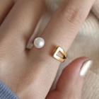 Gold Plated Pearl Accent Laser Cut Open Ring
