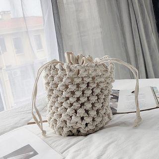 Crochet Bucket Bag Off-white - One Size