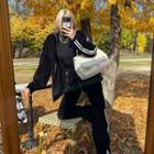 Turn-lock Sherpa-fleece Crossbody Bag