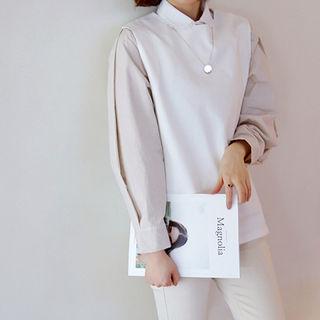 Round-neck Stripe-sleeve Top