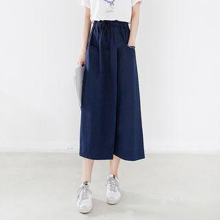 Drawstring Waist Gaucho Pants