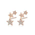 Sterling Silver Plated Rose Gold Simple Fashion Star Stud Earrings With Cubic Zirconia Rose Gold - One Size